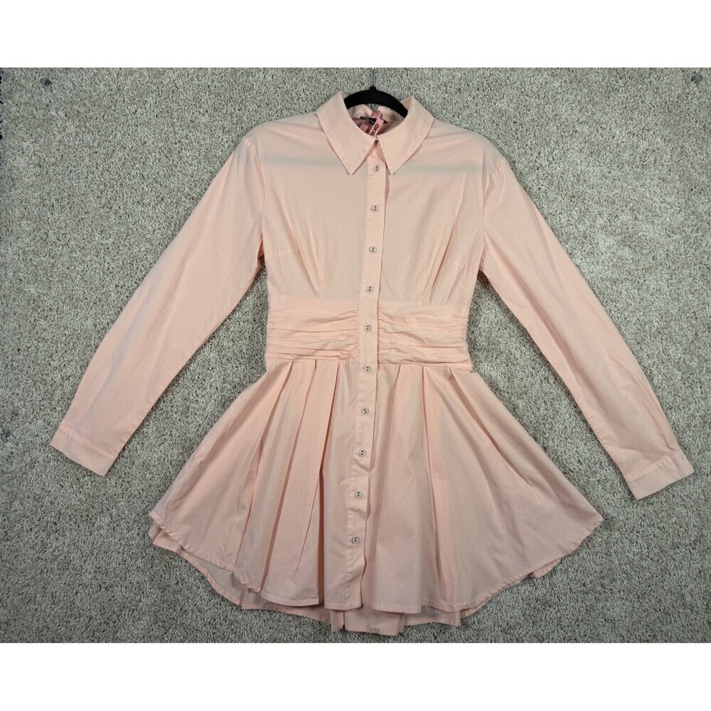 Bardot Pink Shirt Dress Womens US 4 AU 8 Fit Flare Button Front Mini S